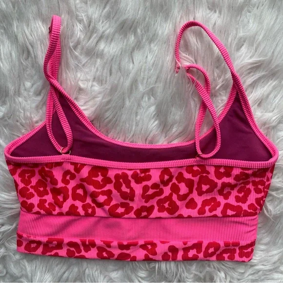 Beach Riot Eva Love Leopard Sports Bra Bikini Top Women’s Size Medium - Picture 2 of 9